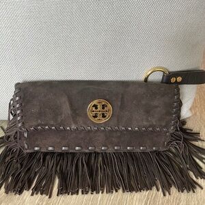 Tory Burch Suede Fringe Clutch Western
